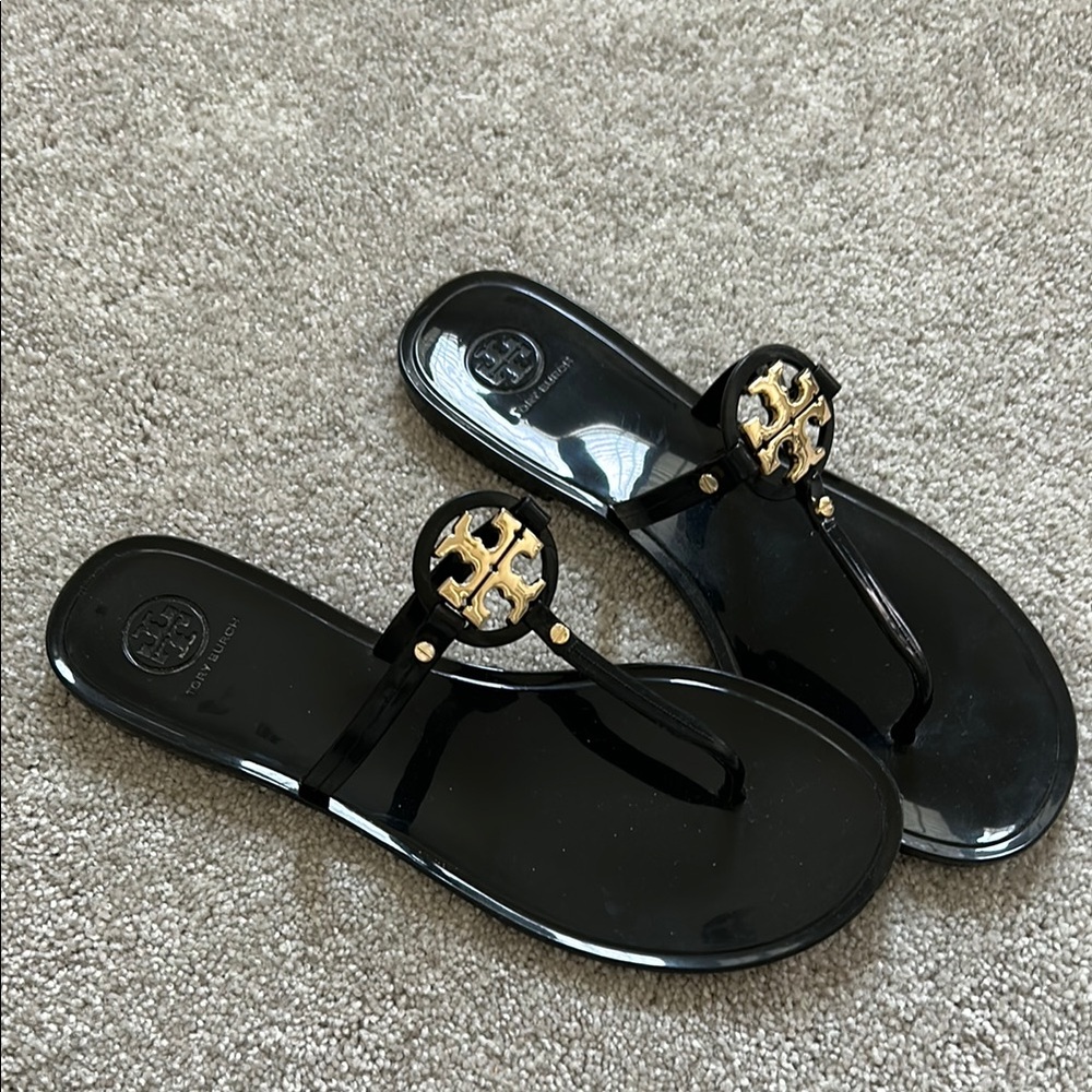 Tory Burch Black and Gold Women's Sandals